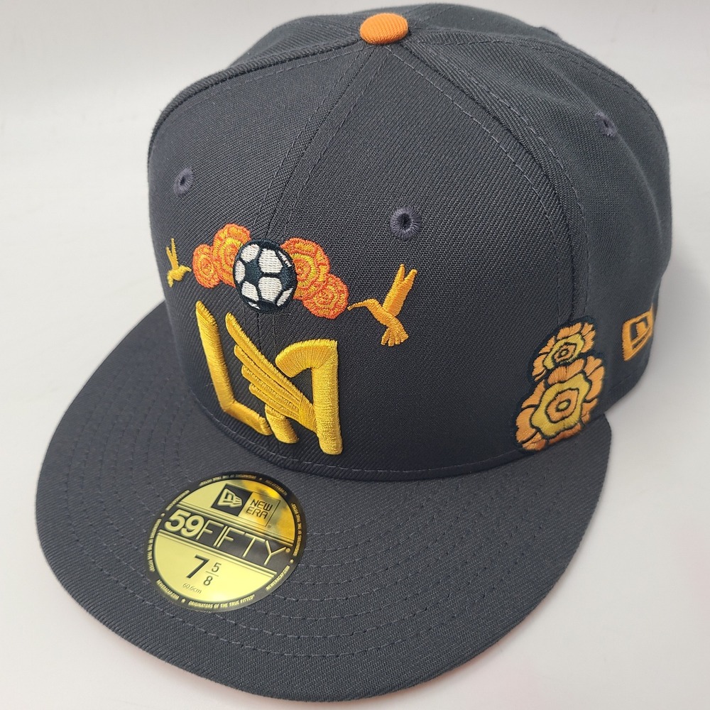 LAFC Hat Fitted (Seems 7 1/2) New Era 59Fifty Gray Orange MLS Los Angeles Club